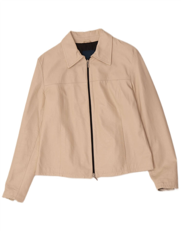 Vintage Γυναικείο Δερμάτινο Μπουφάν UK 14 Medium Beige Leather