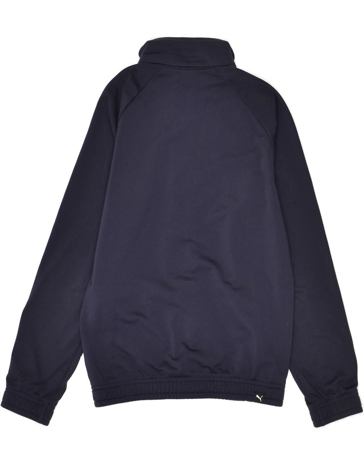 PUMA Boys Graphic Tracksuit Top Jacket 9-10 Years Navy Blue Polyester | Vintage Puma | Thrift | Second-Hand Puma | Used Clothing | Messina Hembry 