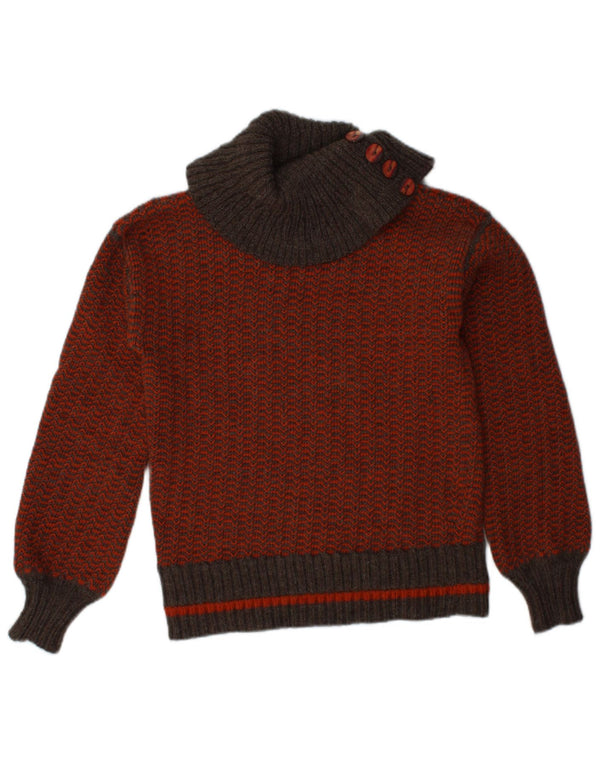 VINTAGE Γυναικείο πουλόβερ με ρολό λαιμόκοψη UK 10 Small Orange Chevron