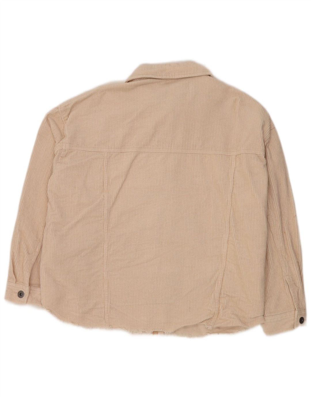 ZARA Γυναικείο Υπερμεγέθη Κοτλέ Πουκάμισο UK 14 Βαμβακερό μεσαίο υπόλευκο