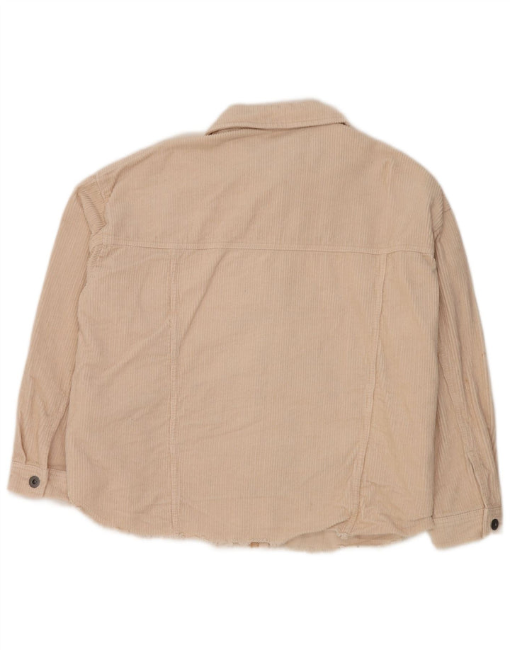 ZARA Γυναικείο Υπερμεγέθη Κοτλέ Πουκάμισο UK 14 Βαμβακερό μεσαίο υπόλευκο