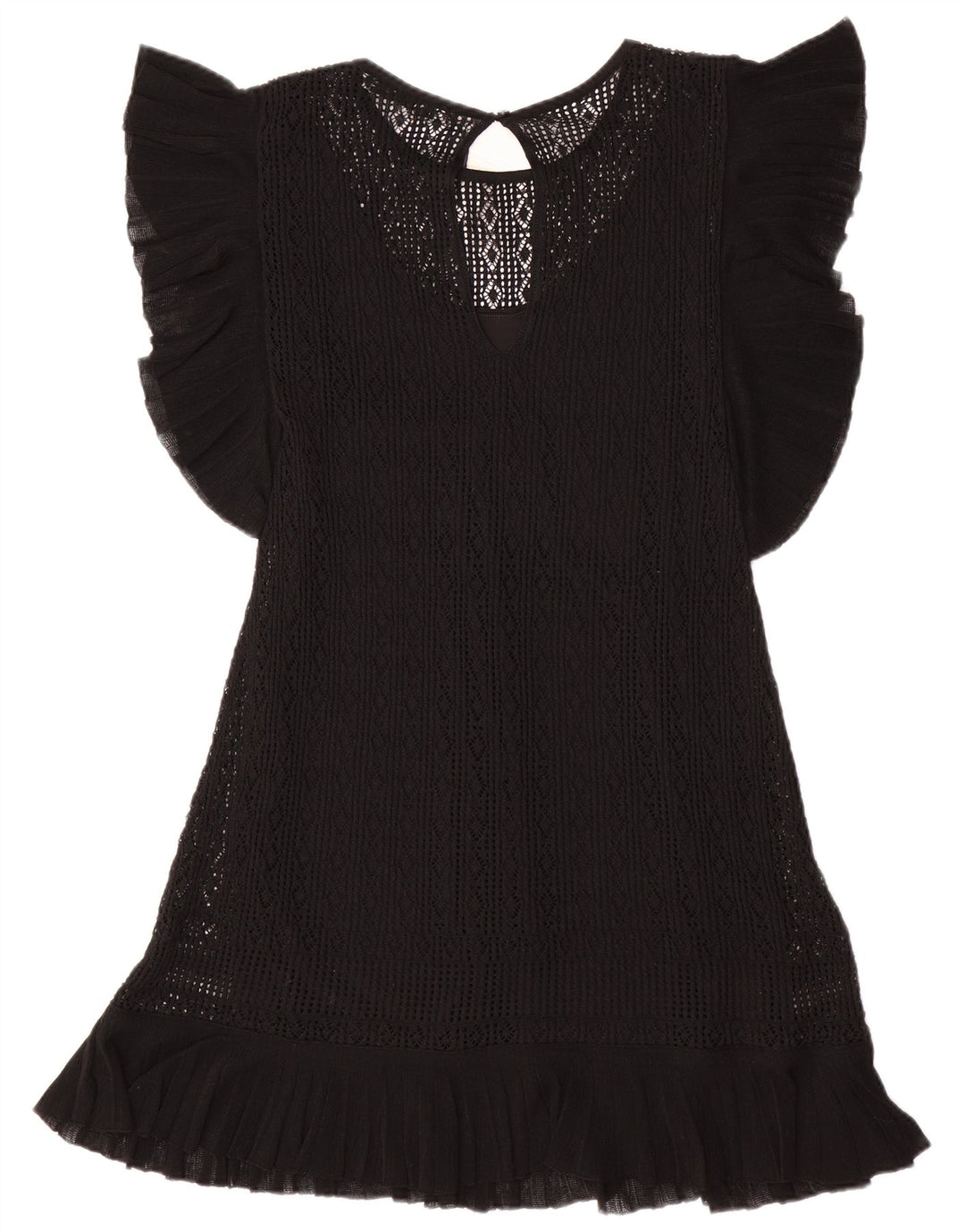 Γυναικείο κοντομάνικο φόρεμα ZARA UK 12 μεσαίο μαύρο πολυεστέρα