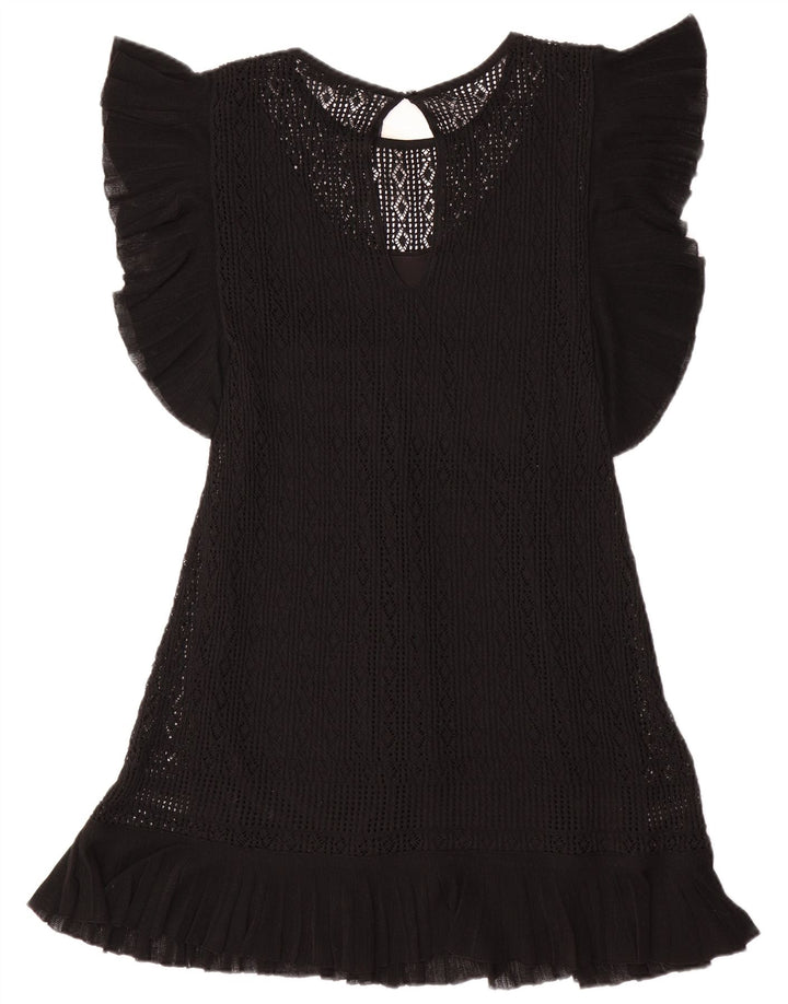 Γυναικείο κοντομάνικο φόρεμα ZARA UK 12 μεσαίο μαύρο πολυεστέρα