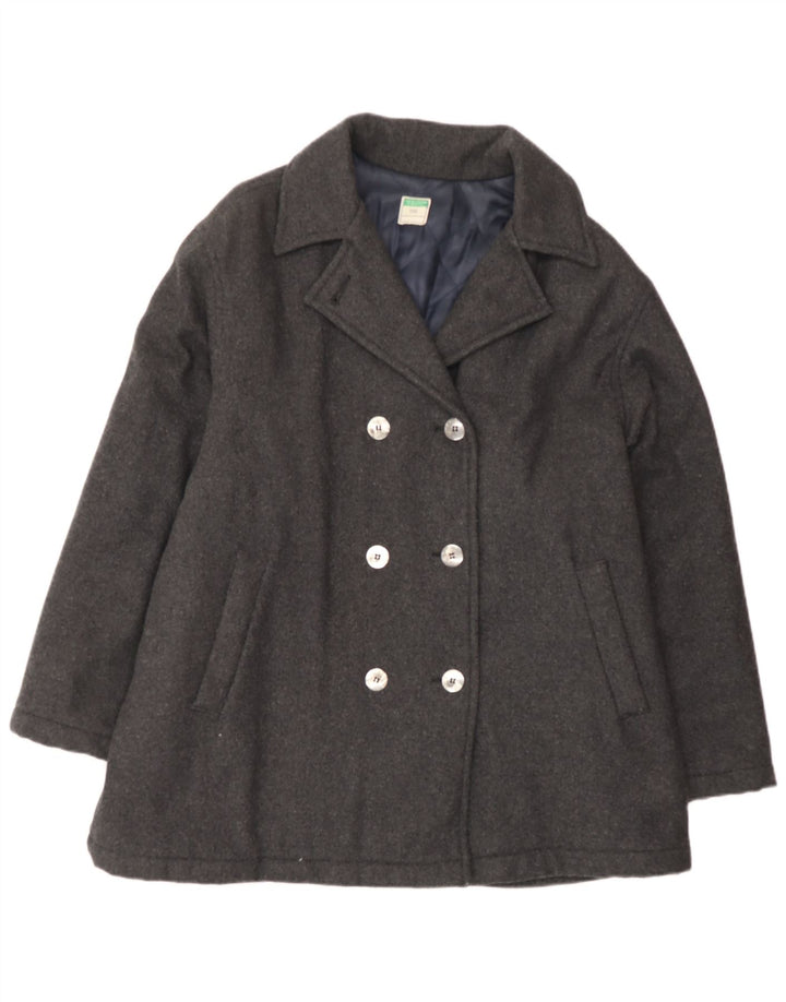 BENETTON Γυναικείο παλτό με διπλό στήθος UK 18 XL Γκρι μαλλί
