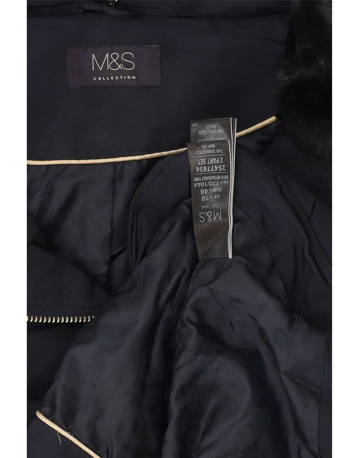 Marks & Spencer Γυναικείο μπουφάν με επένδυση UK 18 XL Navy Blue Polyester
