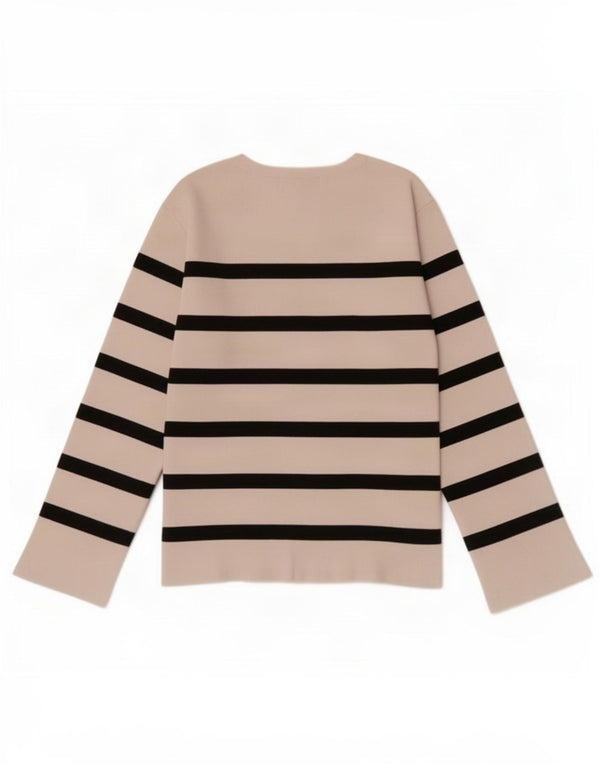 Marks & Spencer Γυναικείο μακρυμάνικο UK 6 XS Off White Βαμβακερό ριγέ