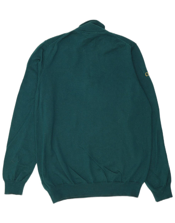 LYLE & SCOTT Mens Zip Neck Jumper Sweater Medium Green Acrylic