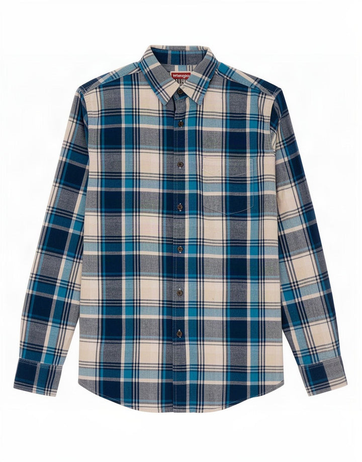 Ανδρικό πουκάμισο Wrangler με μεσαίο μπλε καρό