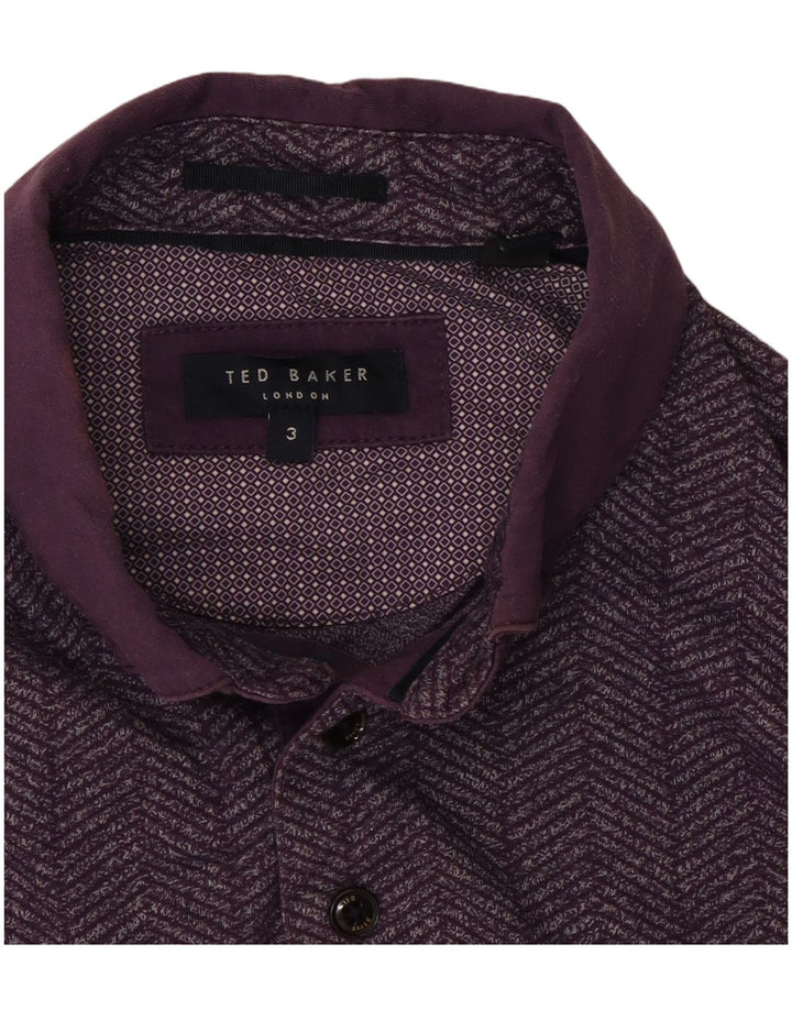 Ted Baker Ανδρικό πουκάμισο Polo Νούμερο 3 Μεσαίο Μωβ Ψαροκόκκαλο