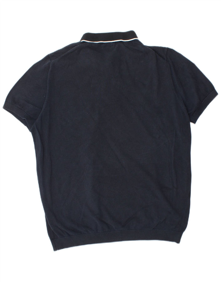 Ανδρικό μπλουζάκι πόλο Massimo Dutti 2XL Navy Blue Cotton