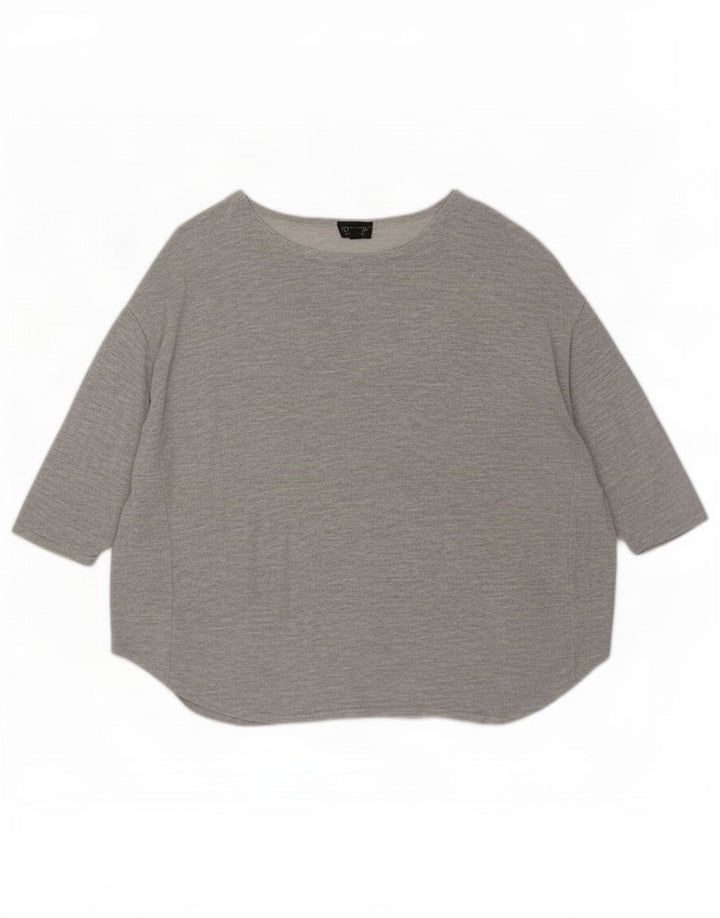 Topshop γυναικεία υπερμεγέθη τοπ 3/4 μανίκια UK 12 μεσαία γκρι βισκόζη