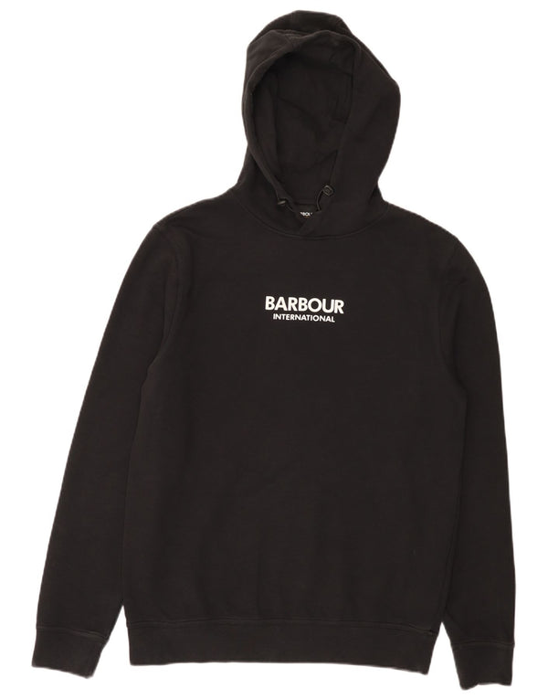 Barbour Mens Graphic Hoodie Jumper Small Black Cotton