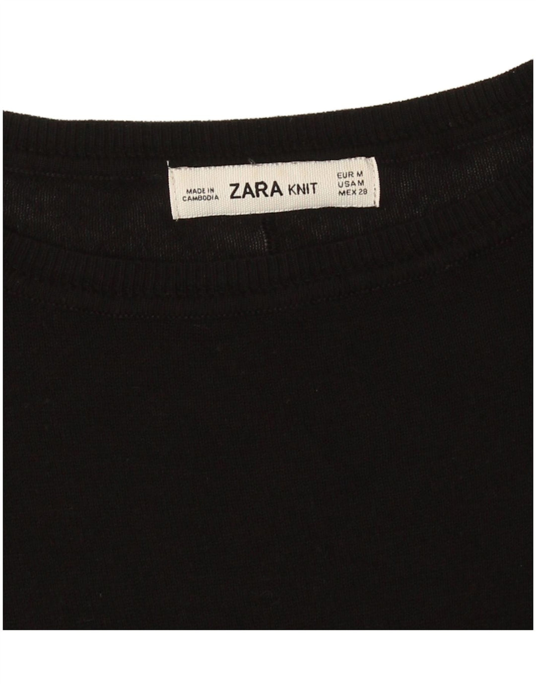 Zara Γυναικείο Longline Μπουκέτο πουλόβερ με λαιμόκοψη UK 14 Μεσαίο Μαύρο