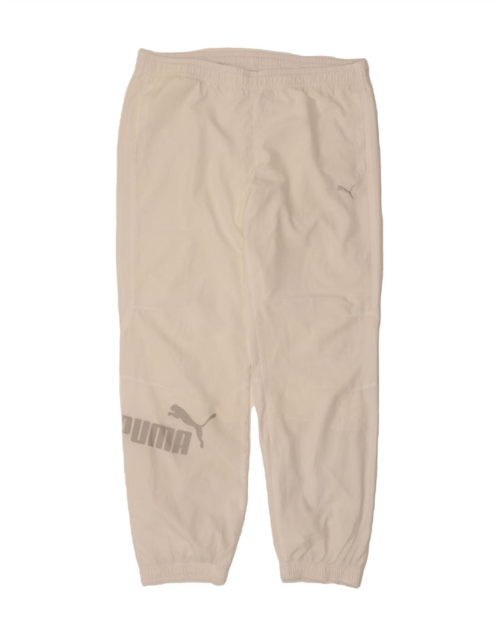 PUMA Mens Graphic Tracksuit Trousers Joggers Large  White Polyester Vintage Puma and Second-Hand Puma from Messina Hembry 