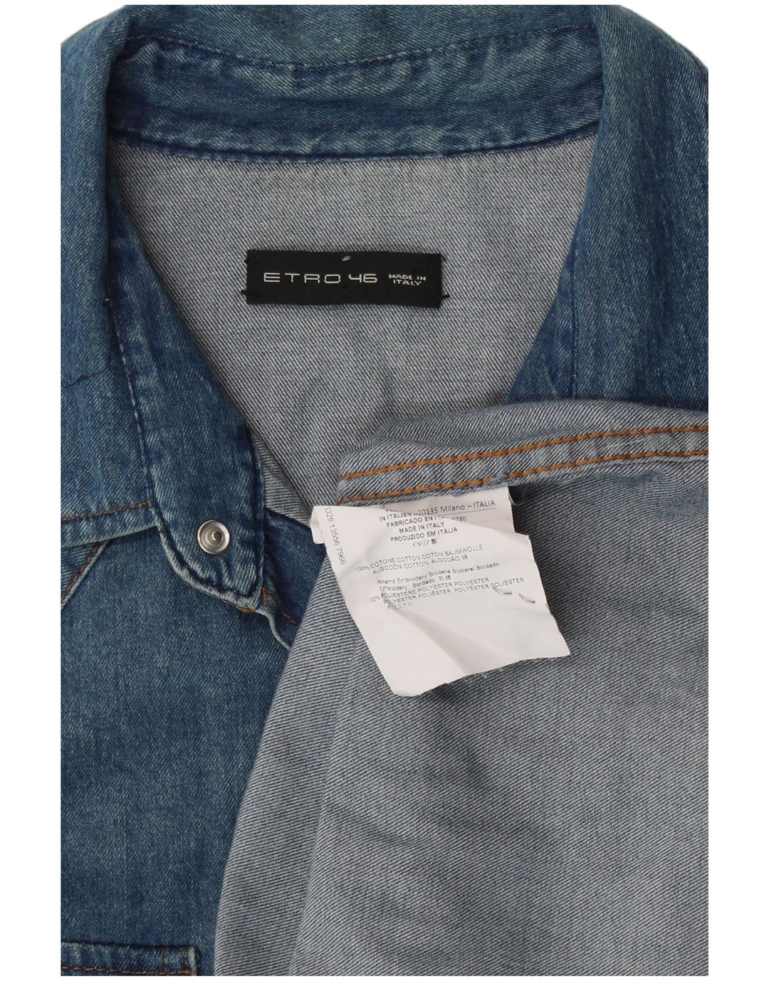 Etro Γυναικείο Oversized Τζιν Πουκάμισο IT 46 Μεγάλο Μπλε Floral Βαμβακερό