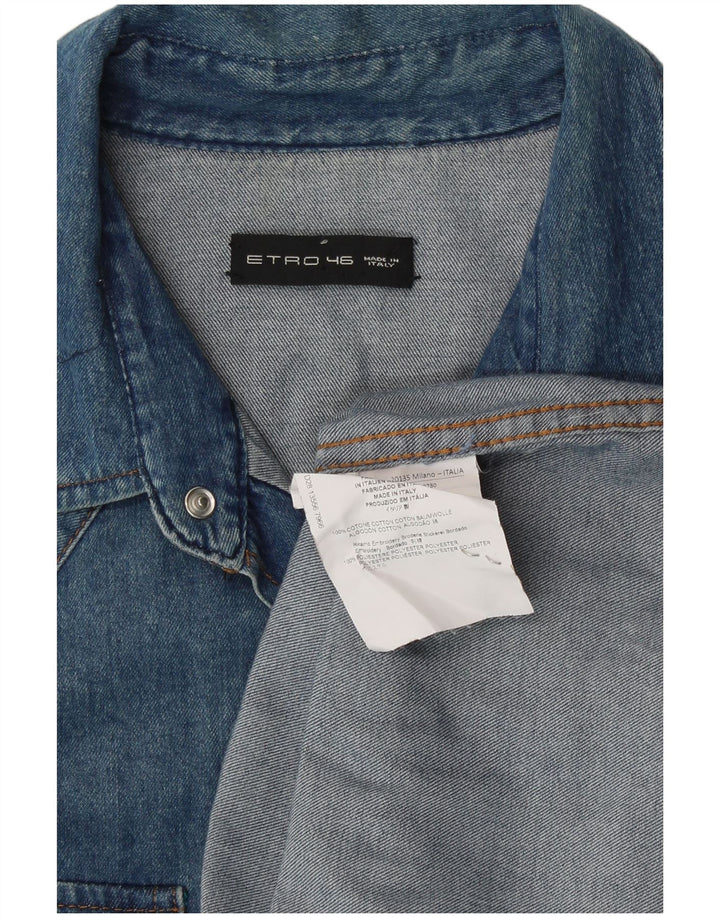 Etro Γυναικείο Oversized Τζιν Πουκάμισο IT 46 Μεγάλο Μπλε Floral Βαμβακερό