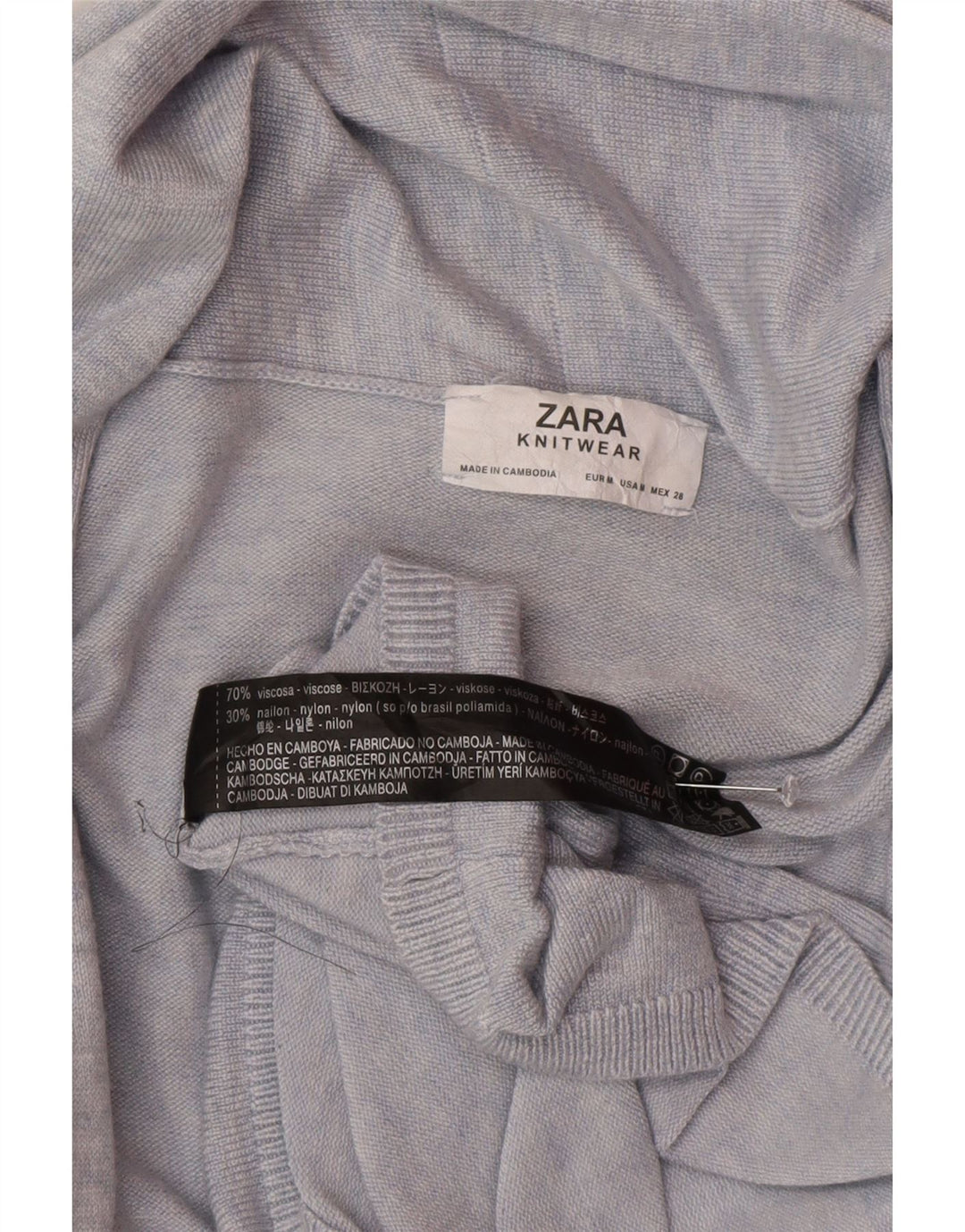Zara Γυναικεία Ζακέτα Longline UK 14 Medium Blue Viscose