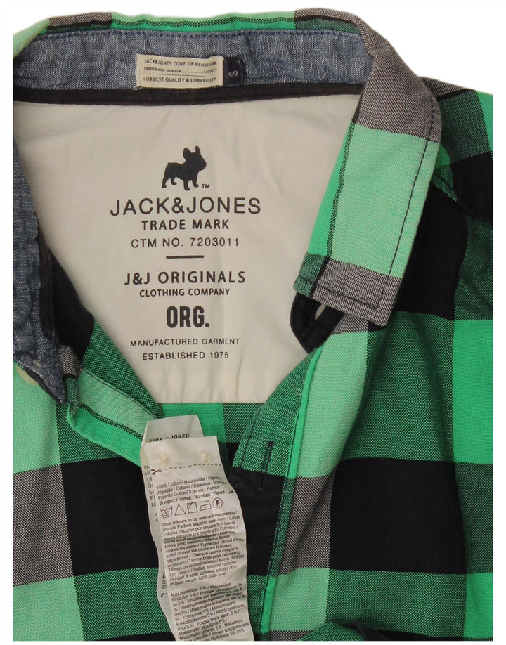 Ανδρικό φανελένιο πουκάμισο Jack & Jones, βαμβακερό μικρό πράσινο