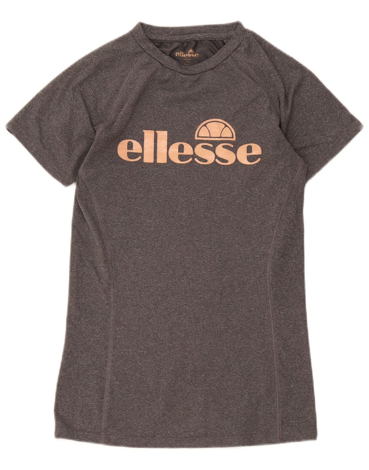 Ellesse Γυναικείο γραφικό T-Shirt Top UK 10 Small Grey Polyester
