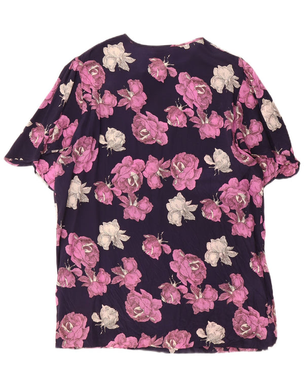 ELENA MIRO Γυναικεία παπιγιόν μπλούζα τοπ 20 2XL Navy Blue Floral