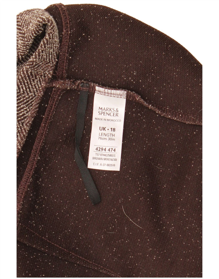 Marks & Spencer Γυναικεία Midi Φούστα UK 18 XL W36 Καφέ Πολυεστέρας ψαροκόκαλο