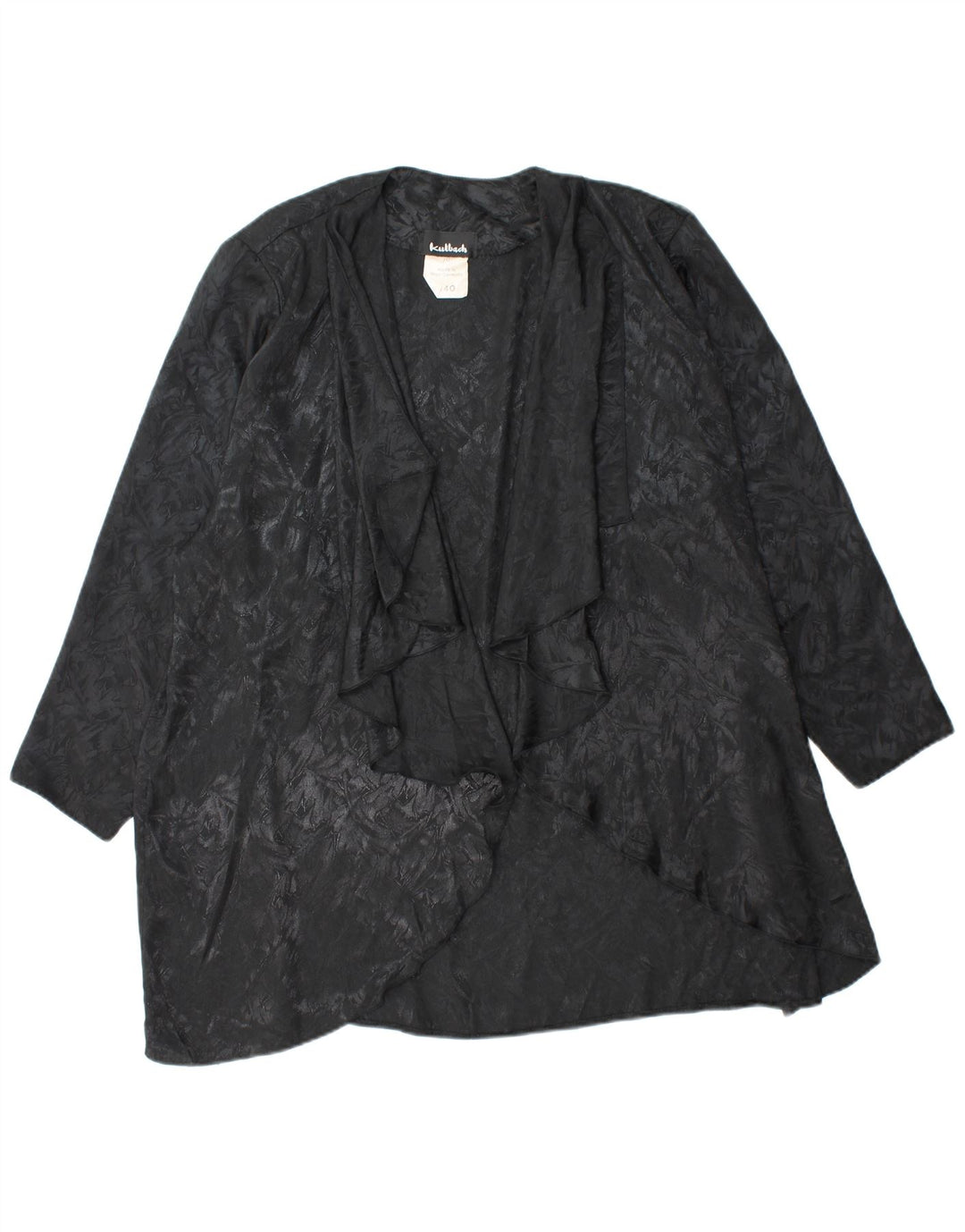VINTAGE Womens Longline Cardigan Top EU 40 Medium Black Floral Polyester