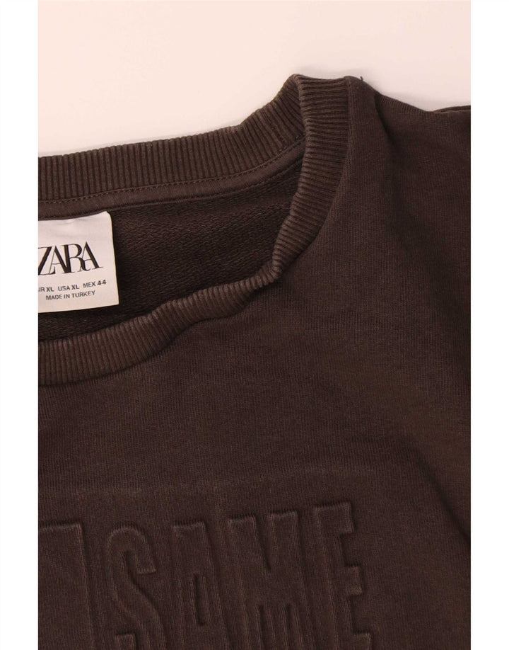 Ανδρικό γραφικό φούτερ Zara Jumper XL Καφέ βαμβακερό