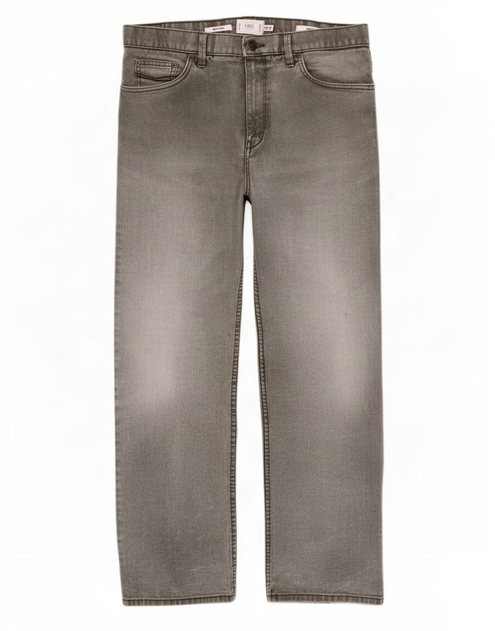 Marks & Spencer Ανδρικό Stretch Regular Straight Jeans W34 L31 Γκρι βαμβακερό