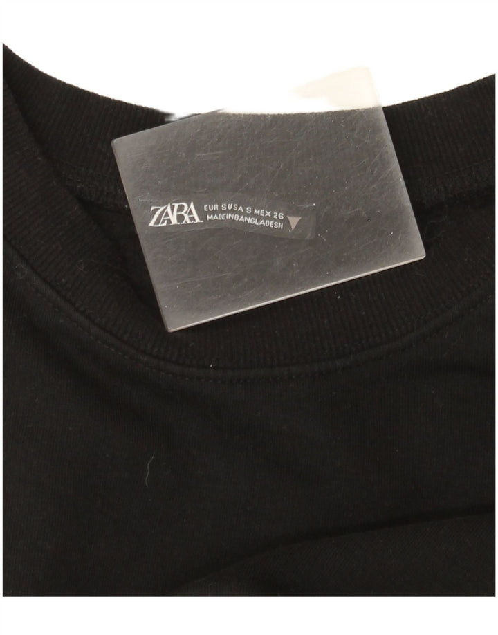 Zara Γυναικεία φούτερ μεγάλης έκτασης Crop Jumper UK 10 Small Black
