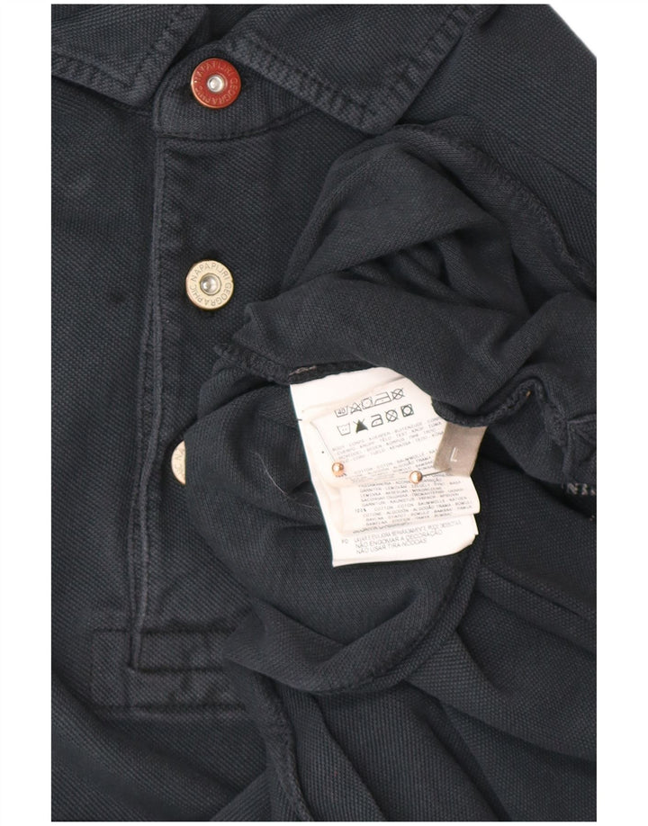 NAPAPIJRI Ανδρικό γραφικό πόλο μπλουζάκι μεγάλο μπλε ναυτικό βαμβακερό