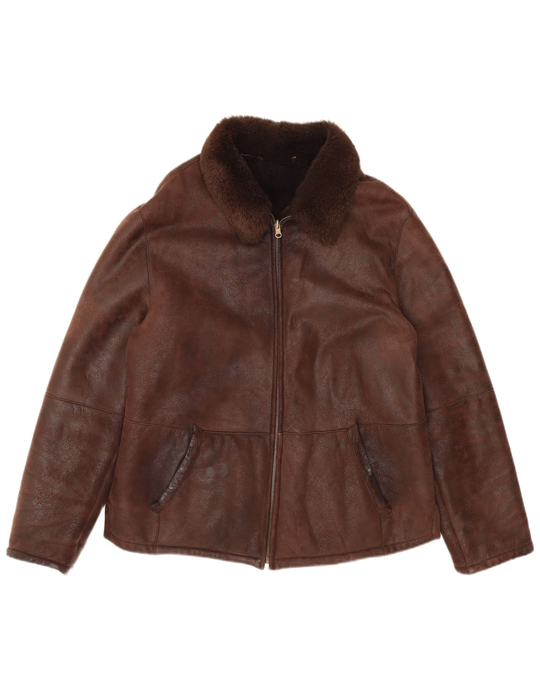 Ανδρικό Shearling Jacket VINTAGE IT 50 Large Brown Δερμάτινο