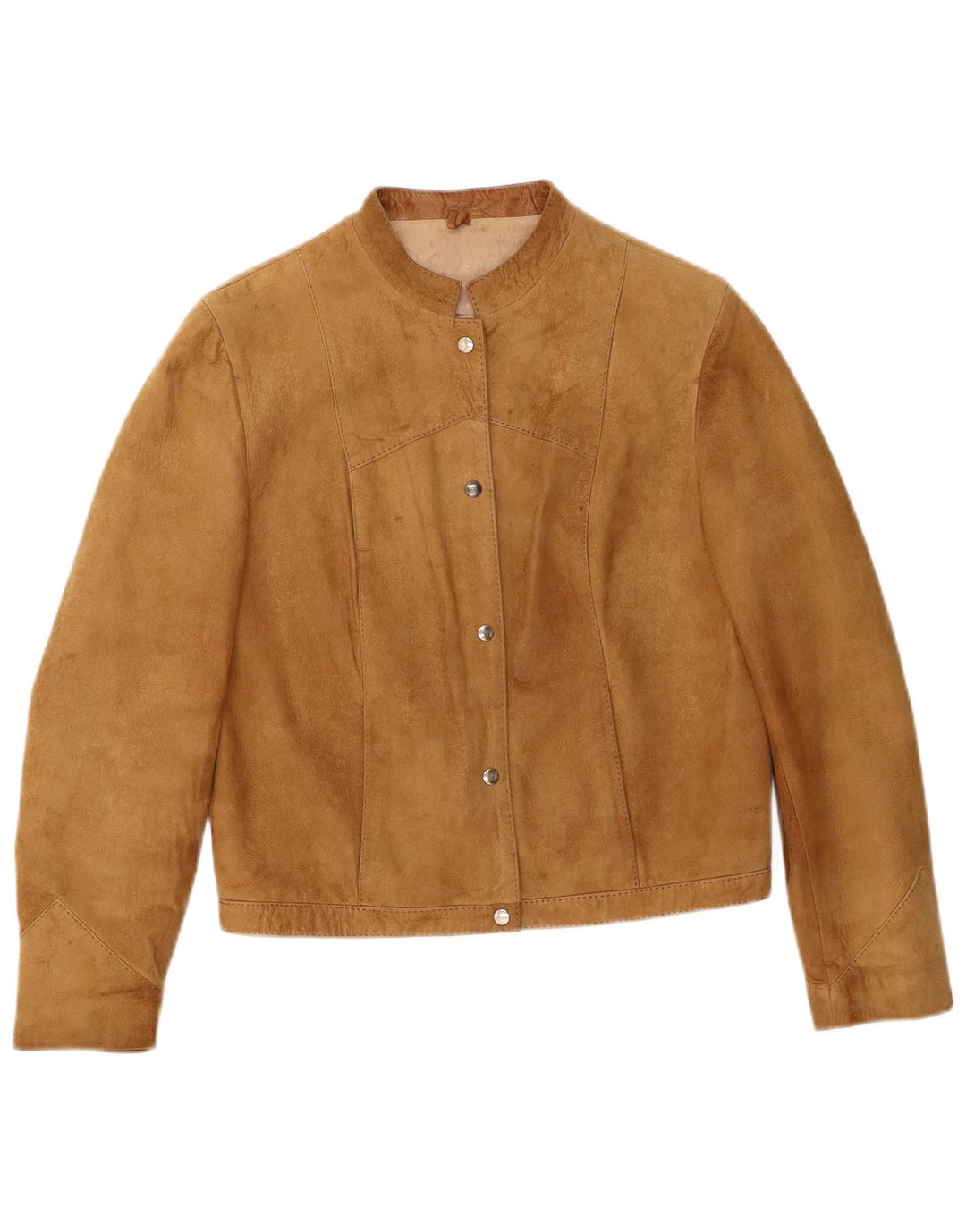 Vintage Γυναικείο Crop Suede Bomber Jacket UK 12 Medium Beige Leather