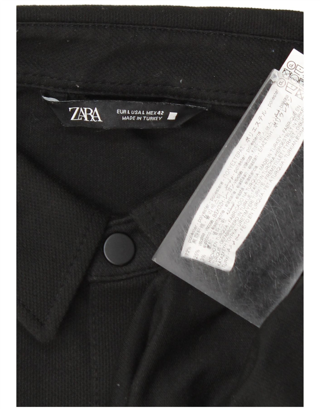 Ανδρικό πουκάμισο Zara με μεγάλο μαύρο πολυεστέρα