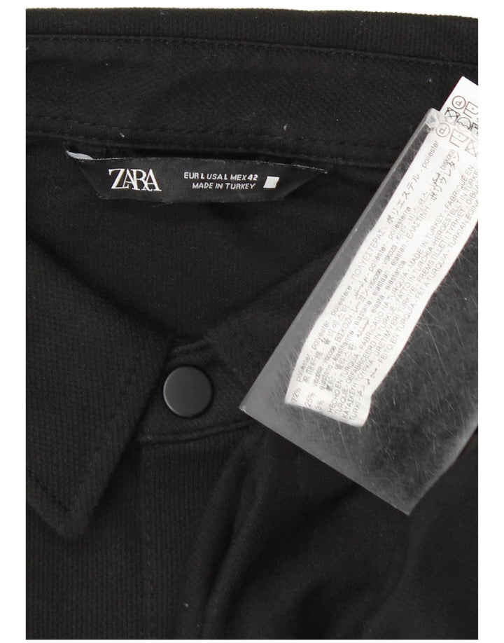 Ανδρικό πουκάμισο Zara με μεγάλο μαύρο πολυεστέρα