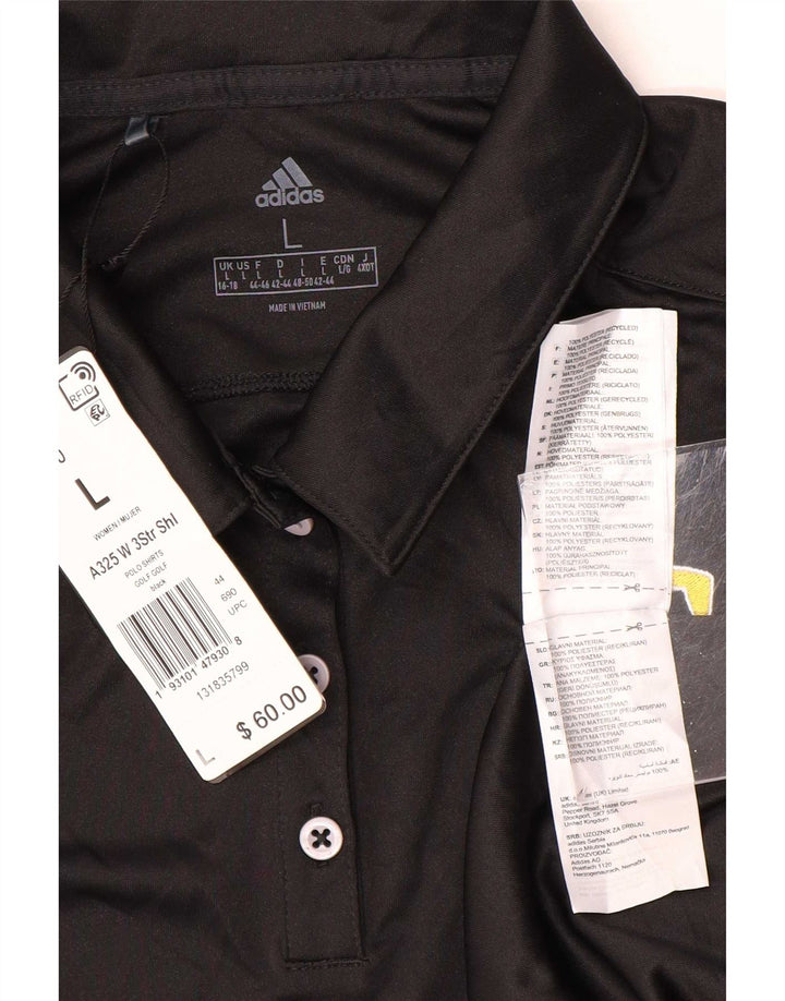 Adidas Γυναικείο πουκάμισο πόλο UK 16/18 Μεγάλο μαύρο πολυεστέρα