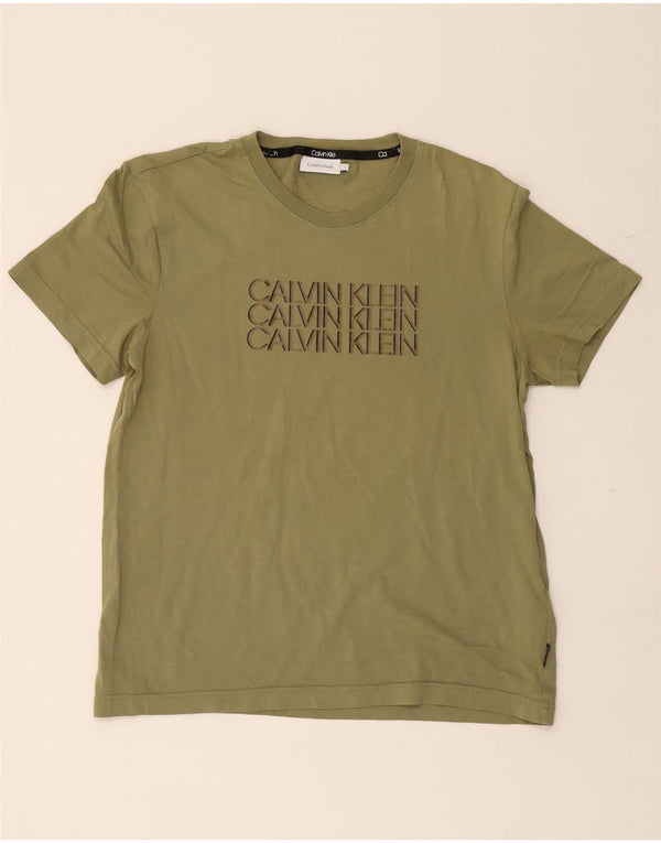Calvin Klein Ανδρικό γραφικό T-Shirt Top μεγάλο πράσινο βαμβακερό