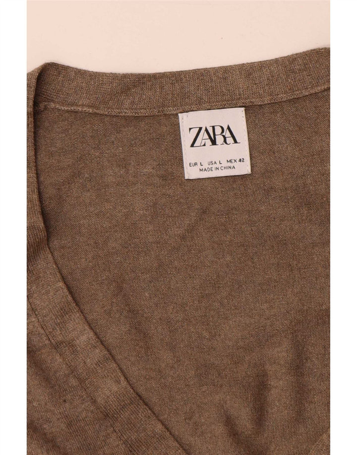 Ανδρικό πουλόβερ Zara Ζακέτα Μεγάλο Μπεζ