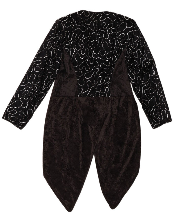 VINTAGE Γυναικείο Abstract Pattern Φρακ Μπουφάν Blazer IT 42 Μεσαίο Μαύρο