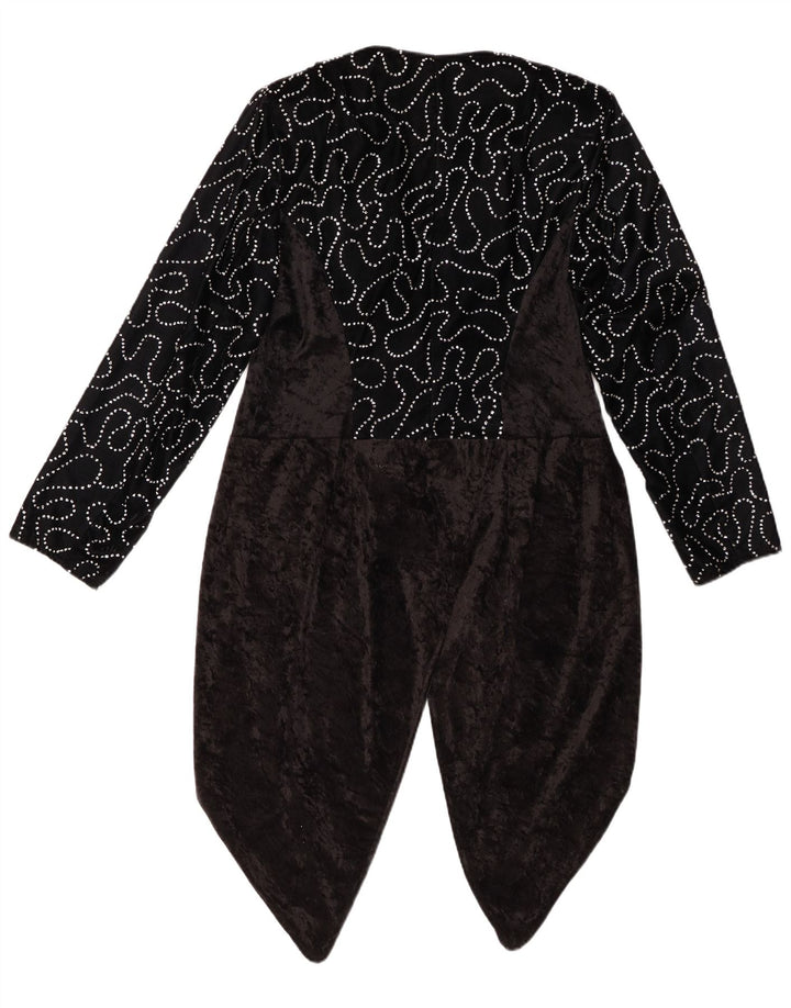 VINTAGE Γυναικείο Abstract Pattern Φρακ Μπουφάν Blazer IT 42 Μεσαίο Μαύρο