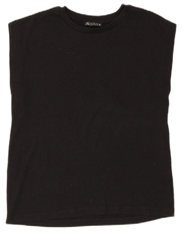 Zara Γυναικείο Γιλέκο τοπ UK 10 Small μαύρο βαμβακερό