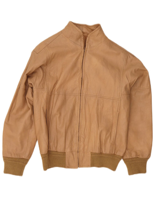 Vintage Γυναικείο Δερμάτινο Μπουφάν Bomber IT 48 XL Μπεζ