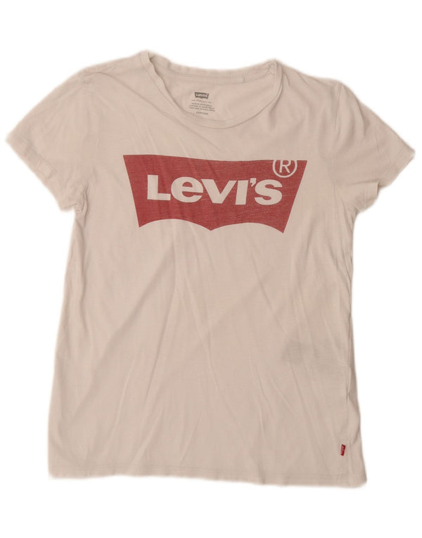 Γυναικείο γραφικό μπλουζάκι LEVI'S Top UK 6 XS Λευκό βαμβακερό