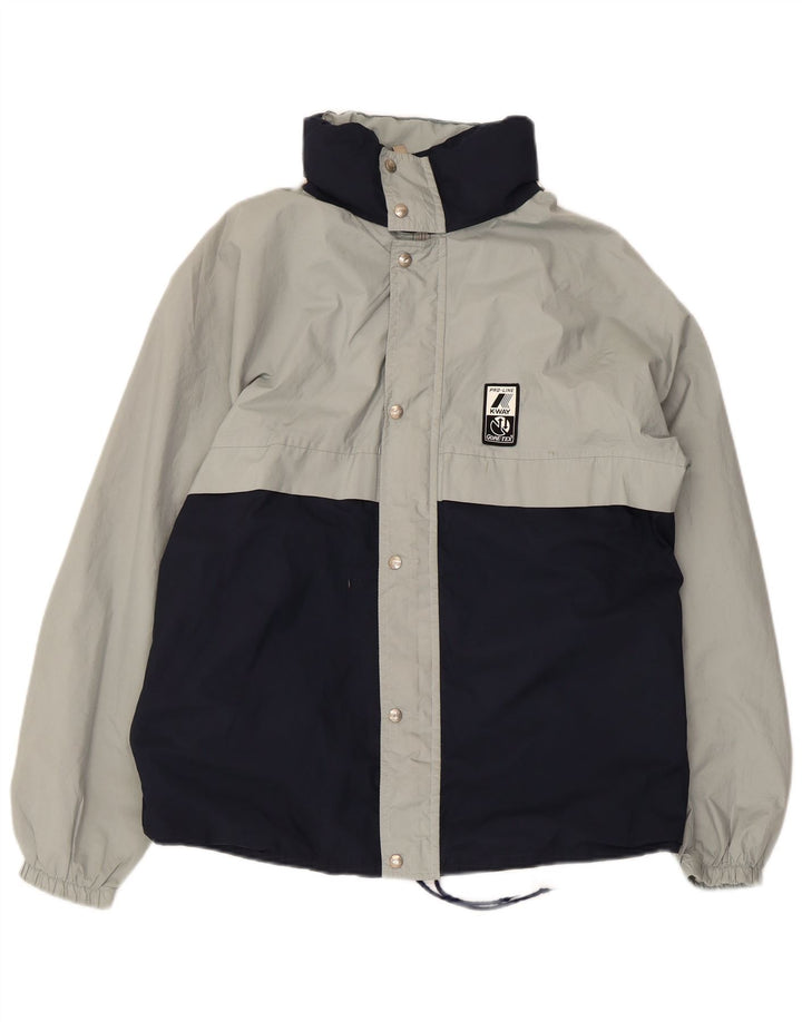 K-Way Ανδρικό μπουφάν βροχής με κουκούλα UK 38 Medium Navy Blue Colorblock Πολυεστέρας
