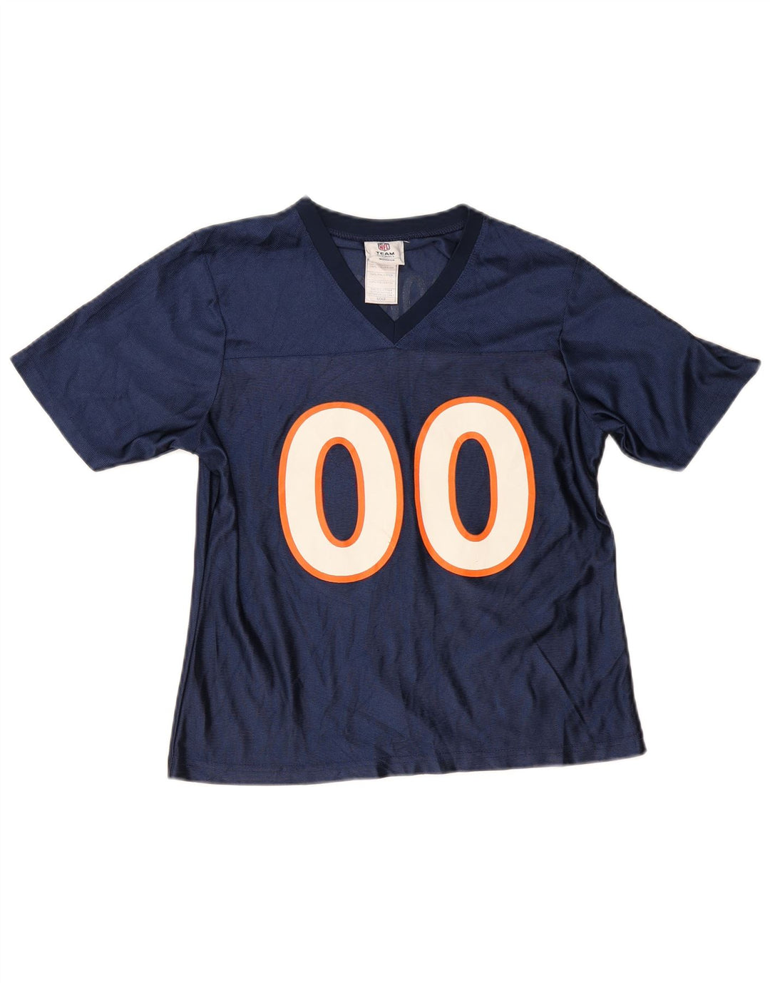 Γυναικείο μπλουζάκι NFL Broncos γραφικό κορυφαίο UK 10 Small Navy Blue Polyester
