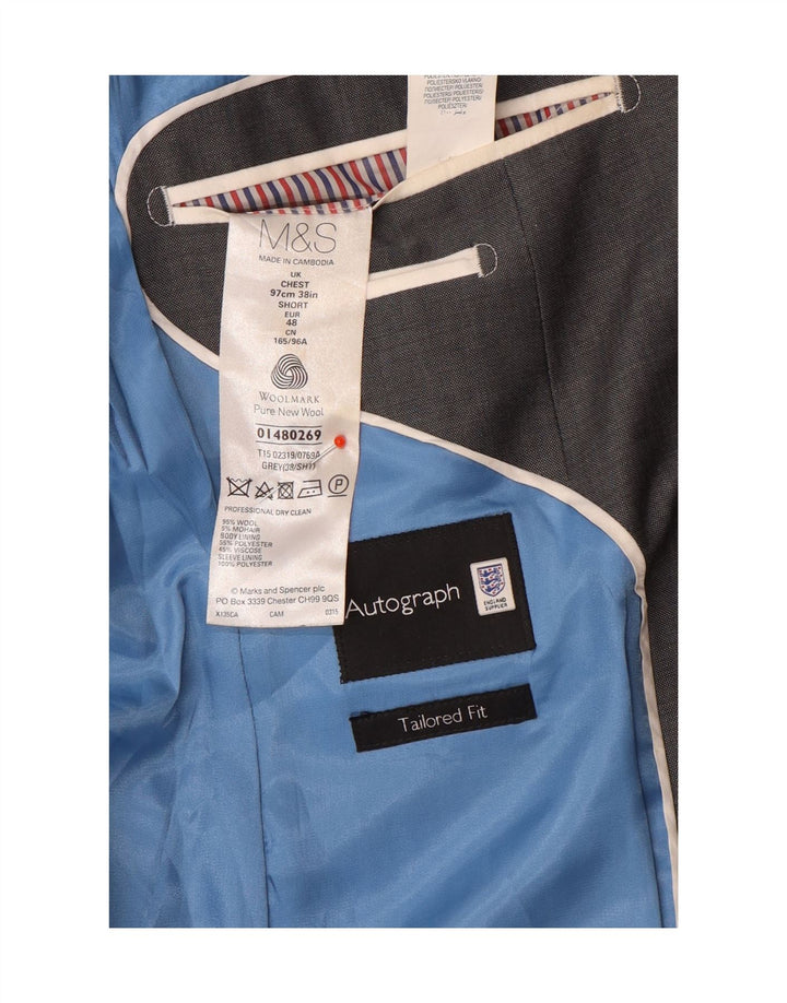 Marks & Spencer Ανδρικό σακάκι 2 κουμπιών UK 38 Medium Grey Wool