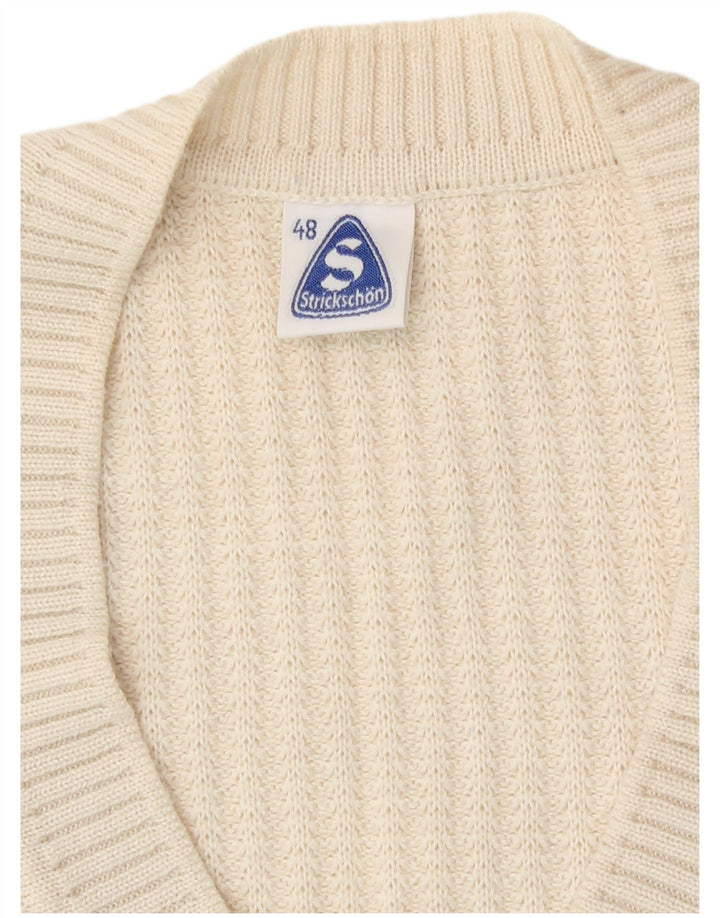 Vintage Γυναικεία Ζακέτα πουλόβερ IT 48 XL Λευκό παρθένο μαλλί