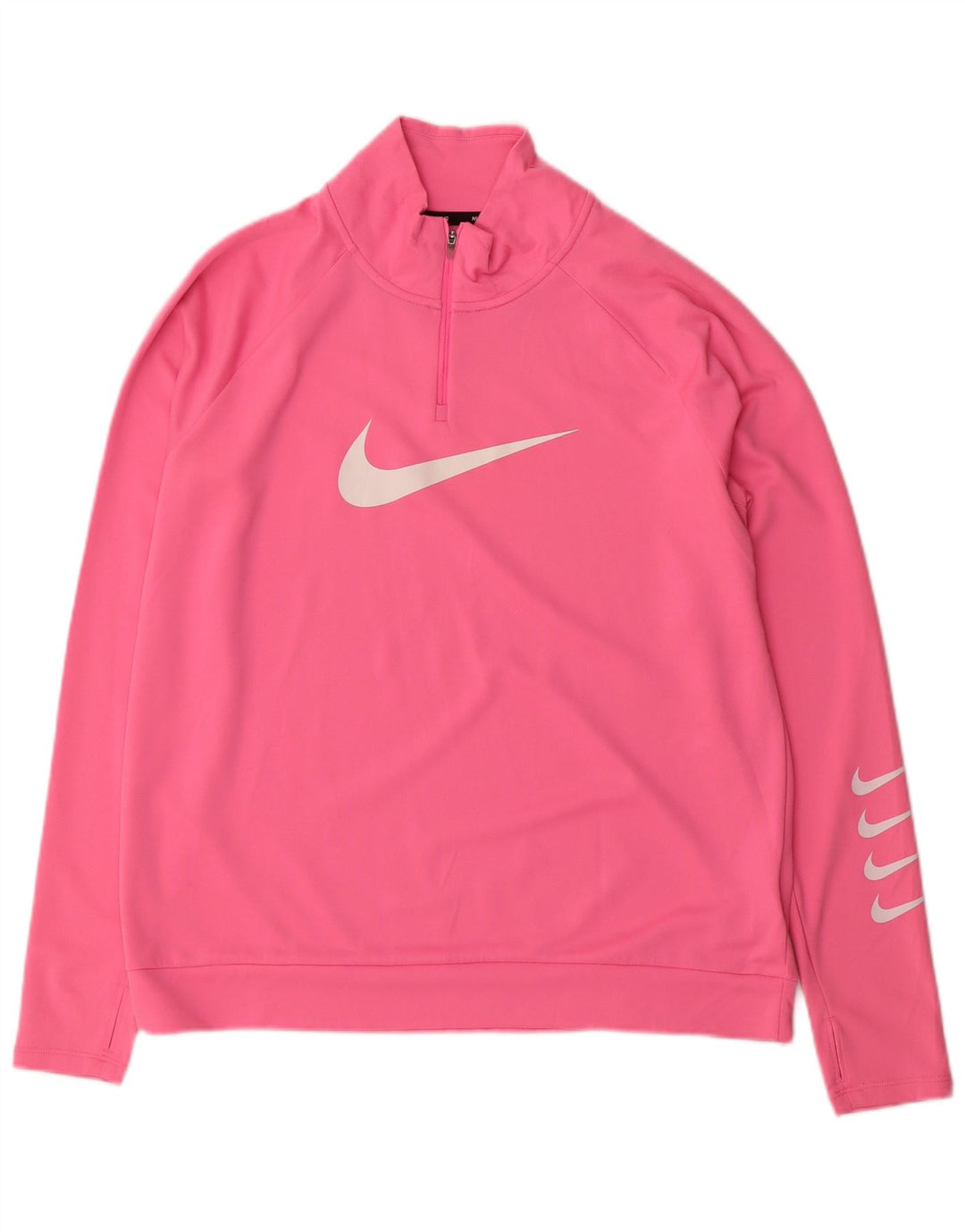 Γυναικείο φούτερ NIKE Dri Fit με φερμουάρ Jumper UK 16 μεγάλο ροζ πολυεστέρα
