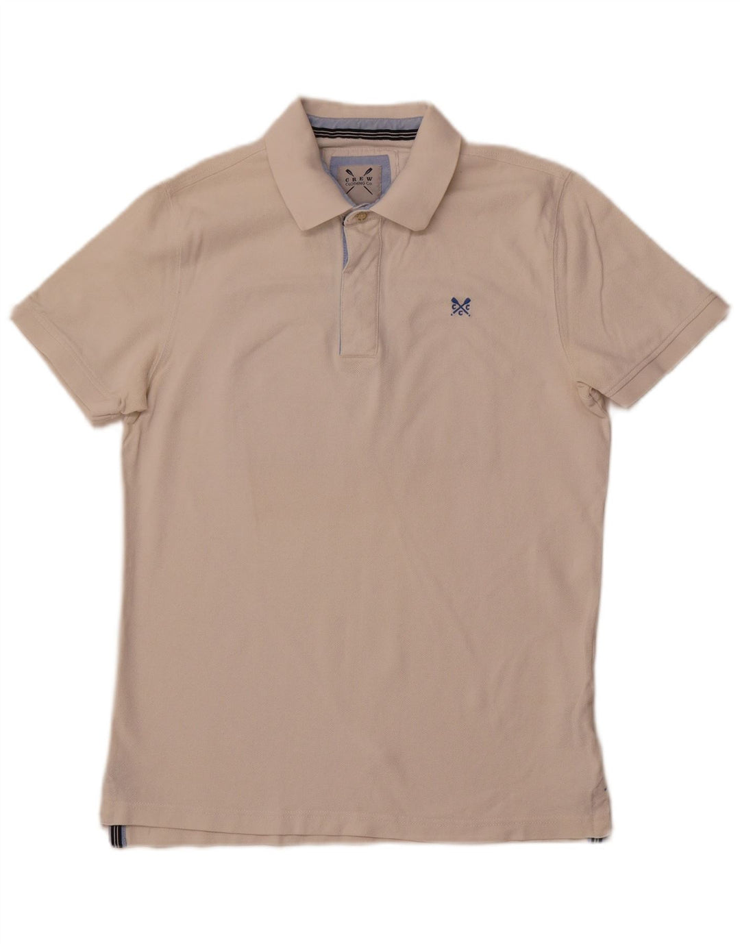 CREW CLOTHING Ανδρικό γραφικό πουκάμισο πόλο μεσαίο λευκό βαμβακερό