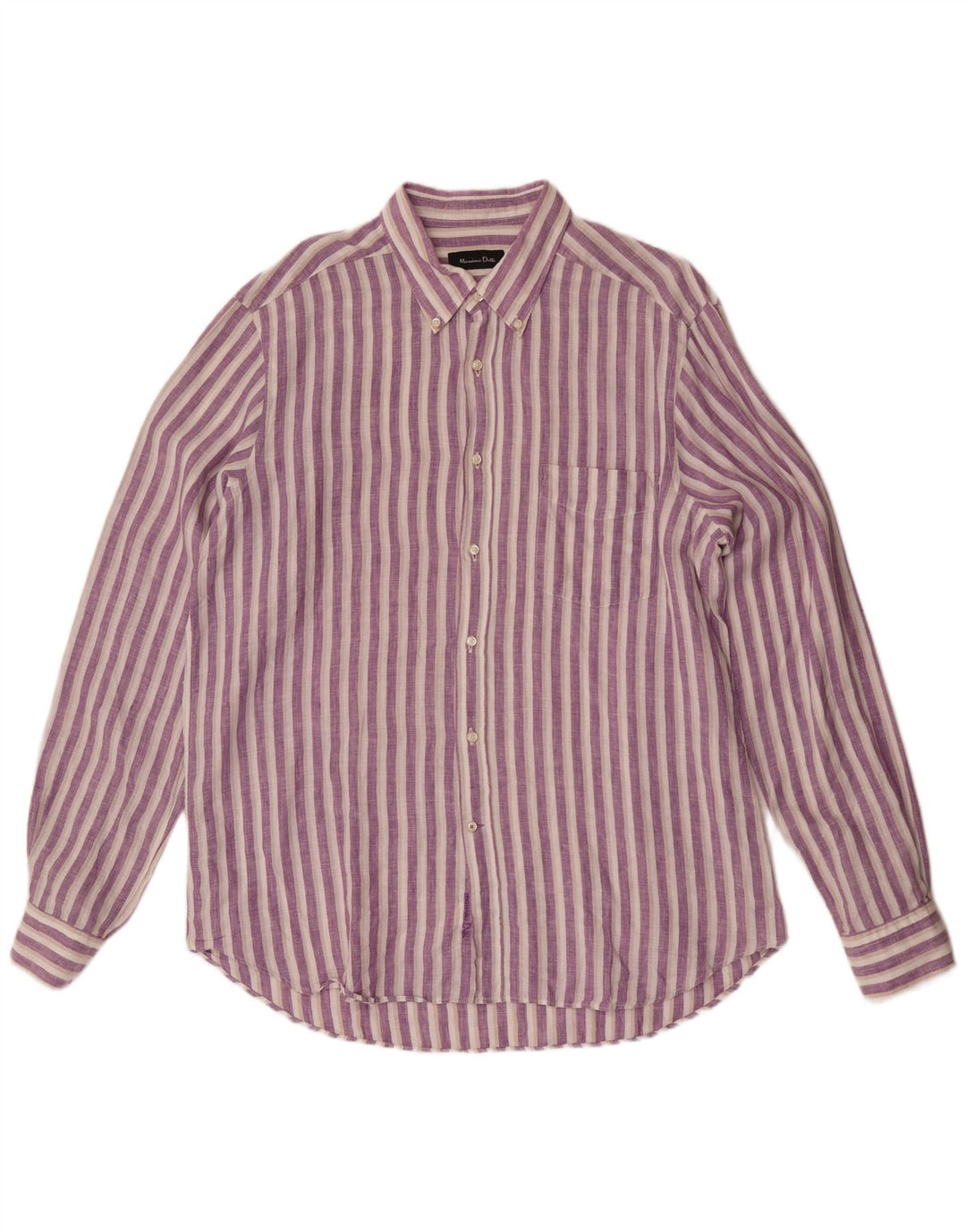 Massimo Dutti Ανδρικό πουκάμισο XL Μωβ ριγέ λινό