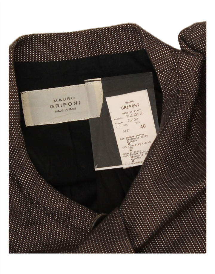 MAURO GRIFONI  Womens Overcoat IT 40 Small Brown Geometric Cotton Vintage Mauro Grifoni and Second-Hand Mauro Grifoni from Messina Hembry 